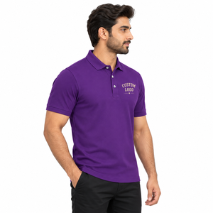 Polo de Manga Corta Negro Sólido para Hombre, Camiseta Casual de Punto con Cuello de Botones, Polo de Algodón de Manga Corta para Hombre - Casual de Verano - Product Image 4
