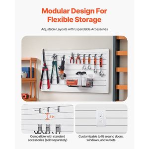 Modulaire Design PVC Blanc 2X4 pi Lambris de garage Solution de rangement facile - Product Image 4