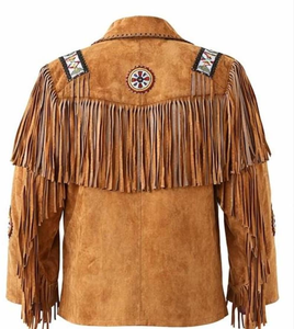 Handmade <b>Men's</b> Vintage <b>Suede</b> Fringe <b>Jacket</b> Western Beaded Cowboy Coat Hand Embroidery Pattern Wholesale Supplier - Product Image 5