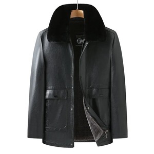 Chaqueta de camionero clásica para hombre, color mostaza, Gris Carbón, piel de oveja genuina, Cuello de camisa, informal, suave, de cuero ligero - Product Image 1