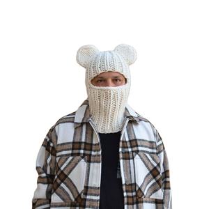 Bonnet cagoule tricoté chaud le plus vendu avec revers pliable, logo personnalisé, coupe-vent, pour adultes, ski, randonnée, sports de plein air - Product Image 1