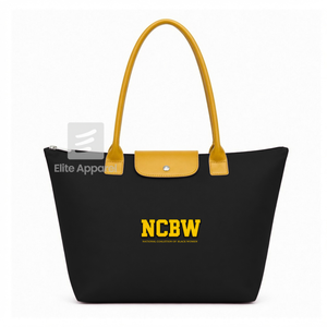 Custom NCBW Coalition Tote <b>bag</b> <b>black</b> and golden Embroidered Logo Daily Use Large Capacity Leather Tote <b>bag</b> for female - Product Image 1