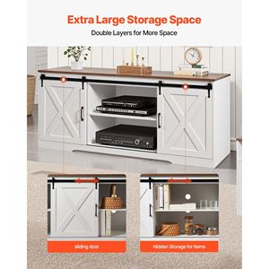 Ensemble de table de salon style farmhouse - Table basse de 40 pouces, 2 tables d'appoint, meuble TV de 66 pouces, montage facile - Product Image 3