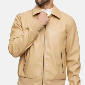 Men's PU <b>Leather</b> Stand Collar Slim Fit Breathable Windproof Eco-Friendly Casual Fashion Jacket Front High Street Style Winter - Product Image 4