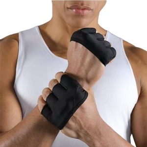 Gants de fitness demi-doigts noirs antidérapants respirants pour entraînement en salle de sport, musculation, unisexe, en spandex, à enfiler - Product Image 2
