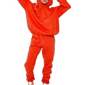 Ensemble de survêtement sur mesure pour femme, haute qualité, couleur unie, deux pièces, sweat à capuche et pantalon de jogging en molleton, ensemble de vêtements de sport - Product Image 5