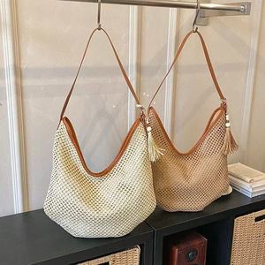New Lady Fashion Women's <b>Straw</b> <b>Bag</b> Animal Prints Weaving Versatile Single/Inverted Shoulder Zipper Hasp Closure - Product Image 1