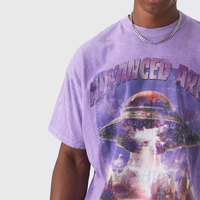 T-shirts DTG 100% Coton Tricoté Vintage Ample Effet Vieilli Style Rock Band Hip Hop Vierge Haute Qualité Délavé à l'Acide Grammage Lourd 220 Grammes