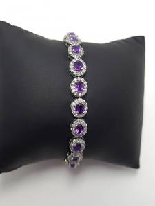 Bracelet tennis ovale en améthyste violette naturelle d'Afrique, bracelet rivière, bracelet cocktail halo, cadeau pour elle - Product Image 6