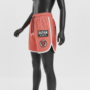 Shorts de sport pour femmes en maille polyester respirante, tissu de qualité supérieure 180 GSM, coupe décontractée, logo brodé. - Product Image 3