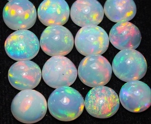 Opale blanche naturelle, cabochon de pierre précieuse en vrac, 7 mm, taille ronde, opale éthiopienne colorée, base blanche pour la fabrication de bijoux, vente en gros - Product Image 3