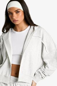 Sudadera con capucha ligera de forro polar para mujer OEM, estilo urbano, top corto, diseño de hombros caídos, logotipo personalizado, tejido frontal de invierno, secado rápido - Product Image 4