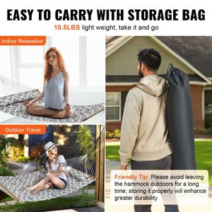 Hamaca Doble Acolchada de 12 Pies con Barras Separadoras de Madera Dura, Hamaca de Tela para 2 Personas con Almohada Desmontable de Double Quilted - Product Image 6