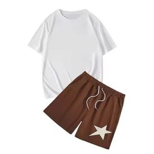 Custom Acid Wash DTG Print Summer T-Shirt Shorts Set 2-Piece Polyester/Cotton Blend Quick Dry High Quality 300GSM Casual Men - Product Image 1