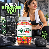 Gummies Calcium Magnésium Zinc D3 K2 60 unités Soutien Osseux Musculaire et Nerveux Végétalien Sans Gluten Marque Privée OEM ODM