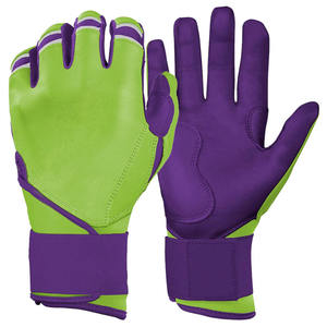 Gants de frappeur de baseball et softball au style unique, conception OEM, en cuir, à doigts entiers, légers, respirants, unisexe, pour adulte, avec fermeture auto-agrippante - Product Image 2