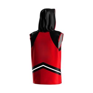 Robe de boxe rouge et noire sans manches à capuche, veste d'entrée professionnelle pour arts martiaux - Product Image 2