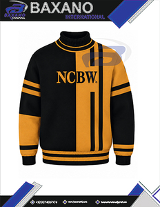 Suéter Personalizado de Cuello Alto Negro de la Hermandad NCBW con Rayas Doradas y Bordado Estilo Preppy, Suéter Acrílico de Invierno para Mujer - Product Image 4