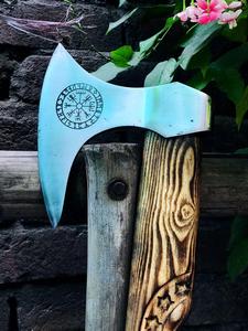 Handmade <b>Axe</b> D2 Steel Blade Wood <b>Handle</b> With Leather Sheath Outdoor Knife - Product Image 6
