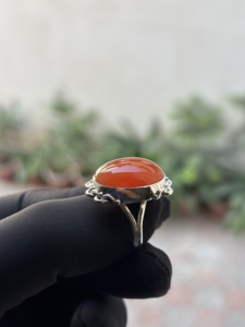 925 Sterling Silver Handmade Bezel Setting Red Carnelian Gemstone Fine Oval Shape Classic Wedding Third Party Certified Ring - Product Image 3