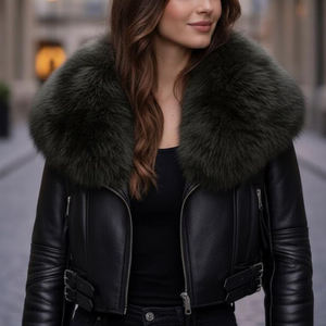 เสื้อแจ็คเก็ตหนังแกะแท้สำหรับผู้หญิง แบบพัฟเฟอร์สำหรับฤดูหนาว ระบายอากาศได้ดี เหมาะสำหรับการแต่งกายในชีวิตประจำวัน - Product Image 2