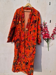 Kimono de Terciopelo con Estampado de Aves, Hecho a Mano, para Invierno, Unisex, Estilo Boho Hippie, Bata de Baño, Kimono para Mujer con Cinturón - Product Image 4