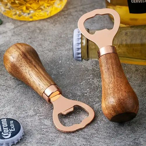 Wooden Handle Bottle Openers With <b>Rose</b> Gold Metal <b>Tops</b> Perfect For Kitchens Bars Beach Parties And Wedding, Wholesale Price - Product Image 4