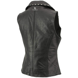 <b>Women</b> Leather Vintage Biker Motorcycle Vest Slim Fit Sleeveless <b>Waistcoat</b> Stylish V Neck Outerwear Windproof Casual Fashion - Product Image 2