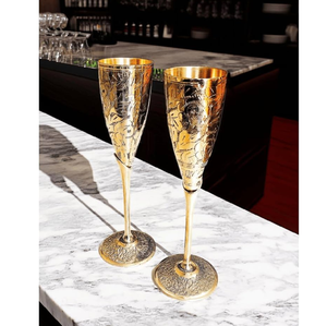 Ensemble de 2 pièces en laiton et verre, design artisanal, élégant et luxueux, pour l'organisation de dîners et de fêtes royales, à prix de gros - Product Image 1