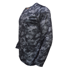 Maillots de pêche à col rond en polyester et élasthanne 100 % avec motif camouflage noir, sublimation intégrale unique, protection solaire UPF 50+, toutes tailles - Product Image 3