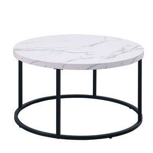 Tavolino da caffè in marmo bianco da 31,5 pollici per soggiorno - Product Image 3