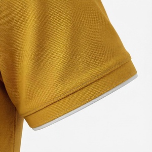 Polo à manches courtes pour homme, couleur jaune moutarde, tricoté, uni, décontracté, coupe classique, boutons - Product Image 6