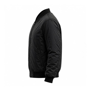 AMKOOR Men's <b>Black</b> <b>Fleece</b> <b>Jacket</b> Windproof Polyester Stand Collar Zipper Autumn Regular Fit - Product Image 3