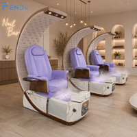 Fauteuil de pédicure professionnel de luxe avec spa pour les pieds sans tuyauterie, jets de massage et fonction Shiatsu pour salon de manucure