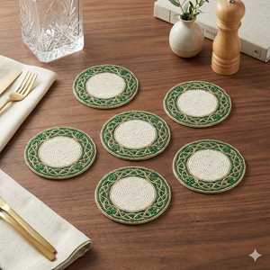 Handmade Customized Knitted Floral Polyester/Cotton Eco-Friendly Coasters Home & Hotel Decor Set - Product Image 3