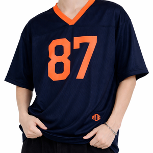Maillot de football américain pour homme, coupe oversize, en maille, col en V, 240 GSM, polyester, style streetwear, impression de numéro personnalisée, OEM, vente en gros - Product Image 5