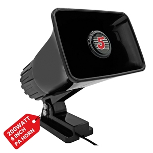 Haut-parleur de signalisation PA de 6 pouces 200W, sirène d'alerte portable avec support de montage, boîtier en plastique noir, 5 cœurs HW 405 BLK - Product Image 1
