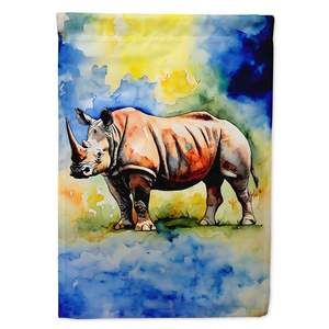 แรดหลากสีขนาดใหญ่ธงบ้านเสาระเบียงตกแต่งลานแบนเนอร์งานศิลปะโพลีเอสเตอร์แขวนผนังสำหรับกลางแจ้ง - Product Image 1