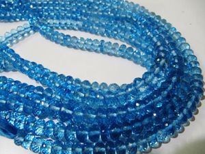 Perles de cristal de topaze bleue suisse de 8 pouces de long, 8 mm, pierres naturelles facettées en forme de rondelle pour la fabrication de bijoux - Product Image 1