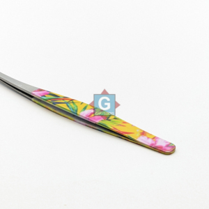 Pinces à cils en acier inoxydable les plus vendues avec motif floral, pointe incurvée précise, outil de beauté de précision - Product Image 3