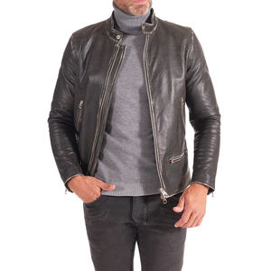 Veste en cuir de vachette sur mesure pour homme, haute qualité, résistante à l'eau, couleur gris foncé, cuir véritable, style fermeture éclair, vestes d'hiver - Product Image 4