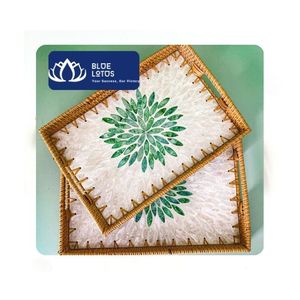 [VENTE CHAUDE] Plateau de rangement en rotin incrusté de perles pour la vaisselle, le service du café et la présentation de fruits, à un seul niveau, Ninh Binh - Product Image 1
