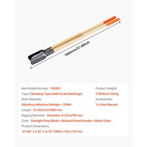 Scavatore Manuale per Pali Resistente con Manico in Legno, Scala Graduata e Lama Metallica per Installazione di Pali all'Aperto - Product Image 4