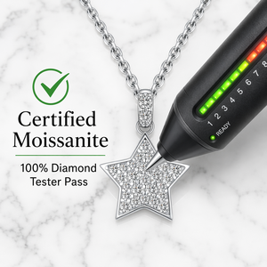 Conjunto de Joyería de Moissanita en Forma de Estrella, Plata de Ley 925, Unisex, para Mujer y Hombre, Regalo, Certificado GRA, Moderno, para Uso Diario, Fiestas y Bodas - Product Image 3