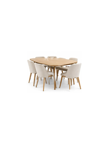 Table à manger moderne en bois massif tendance, 4 places, rectangulaire, style mid-century, avec ensemble de chaises rembourrées pour la maison et les restaurants - Product Image 2
