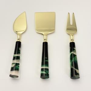 Juego de Cuchillos para Queso con Mango de Resina y Hoja de Acero Inoxidable con Acabado Dorado para Cocina, Mesa, Desayuno, Cuchillo para Mantequilla, Esparcidor de Queso - Product Image 3