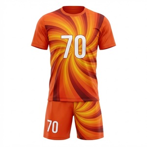Uniforme de Fútbol Sublimado Personalizado 100% Poliéster, Jersey de Fútbol Naranja Rojo Sunburst, Transpirable, de Secado Rápido, Conjunto Deportivo 2026 - Product Image 1