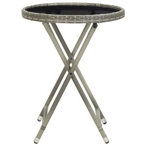 Ensemble bistrot 100 % polyester gris en polyrotin et acier avec plateau en verre pour jardin - Catégorie de produits : Ensembles de jardin - Product Image 4