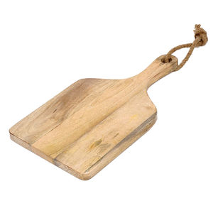 Planche à découper artisanale en bois massif avec poignée en corde, bois dur à grain naturel, planche de préparation et de service pour le pain, la viande et les fruits - Product Image 1
