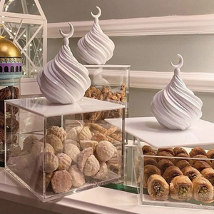 Supply Canister for <b>Keepsakes</b> Chocolates and Sweet Storage Pattern Arabic Nut <b>Boxes</b> Transparent Round Ramadan - Product Image 5